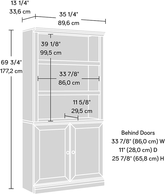 Sauder Select Book Shelf, Bookshelf with Storage, Library Bookcase with Doors and Adjustable Shelves, in Grand Walnut