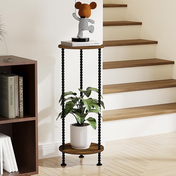 YINMIT Plant Stand Indoor, 2 Tier Plant Stand, 29.5" Tall Metal Spindle Poles Plant Stands, Corner Flower Pot Stand, Plant Tables Indoor, Planter Pot Holder for Balcony Garden Patio Living Room (29.5 In)