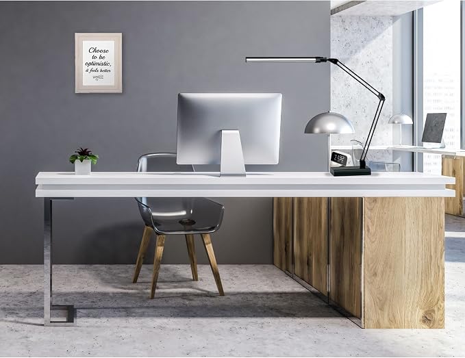 Realspace™ Architect Desk Lamp, Adjustable, 21-1/2"H, Black/Silver