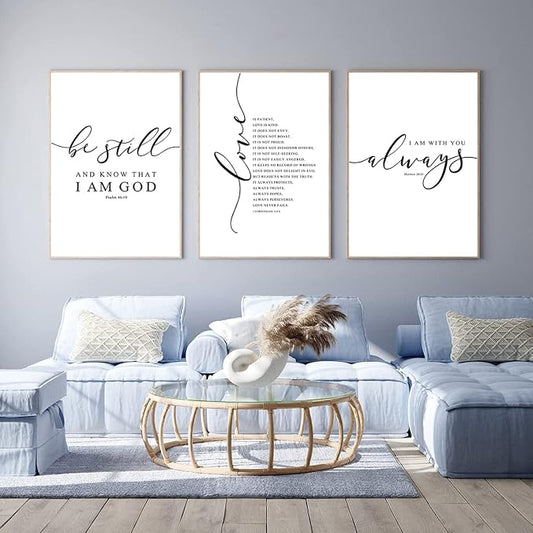 Bible Verse Wall Art Decor Scripture Canvas Wall Art Christian Pictures Inspirational Artwork Scripture Bible Verse Posters Christian Paintings for Living Room Bedroom 24x36 Inch Unframed Set of 3