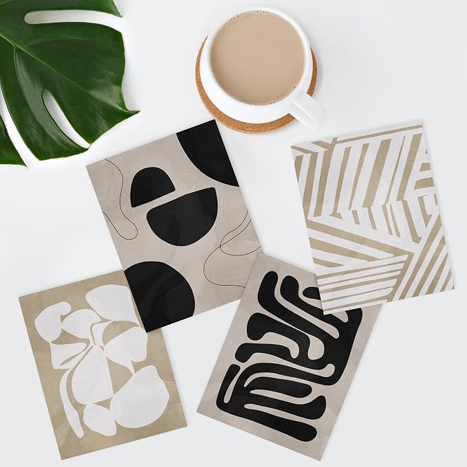 SIGNWIN Adhesive Canvas Poster Tropical Mid-Century Modern Hawaiian Geometric Print Abstract Shapes Illustrations Minimalism Decorative Rustic Cozy Zen for Living Room, Bedroom, Office - 8"x10"x 4