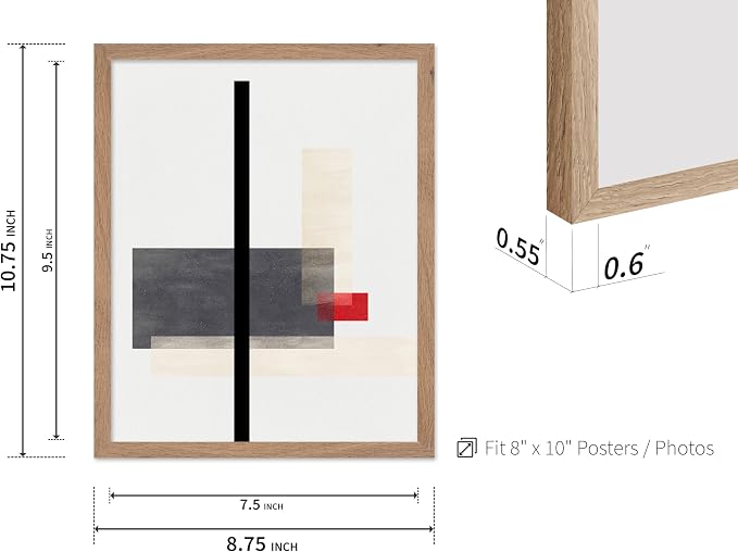 Poster Master Geometric Poster - Composition Print - Abstract Design - Mid Century Modern Artwork - Line Drawing - Illustration Design - Great Office or Bedroom Wall Decor - 8x10 Beige Framed
