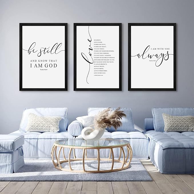 Tanmart Bible Verse Wall Art Decor Scripture Canvas Wall Art Christian Pictures Inspirational Artwork Scripture Bible Verse Posters Christian Paintings for Living Room Bedroom 16x24 Inch Black Framed