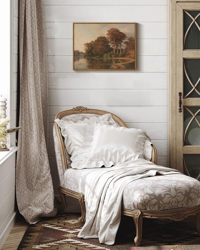 ARPEOTCY Vintage Framed Canvas Wall Art, Living Room Autumn Scenery Pictures Fall Wall Decor, Canvas Prints Art, Kitchen Landscape Paintings Farmhouse Retro Country Pictures,12x16 Inch