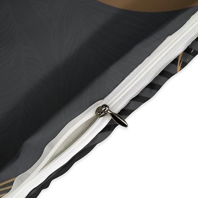 Mid Century Leaf Bedding Set,Dark Black Gold Abstract Tropical Plant Minimalist Modern Geometric Palm Leaf Simple Comforter Duvet Cover Set with Pillowcase for Bedroom Bed Decor,Full 79"x90"