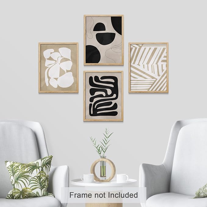 SIGNWIN Adhesive Canvas Poster Tropical Mid-Century Modern Hawaiian Geometric Print Abstract Shapes Illustrations Minimalism Decorative Rustic Cozy Zen for Living Room, Bedroom, Office - 8"x10"x 4