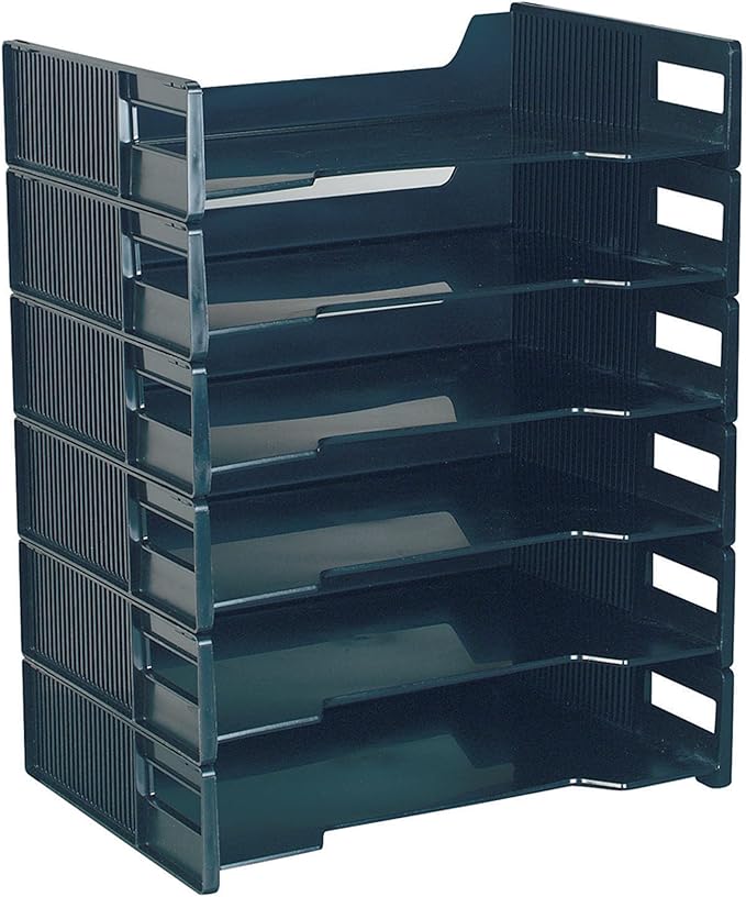 Innovative Storage Designs Stackable Letter Trays, Black, Pack of 6