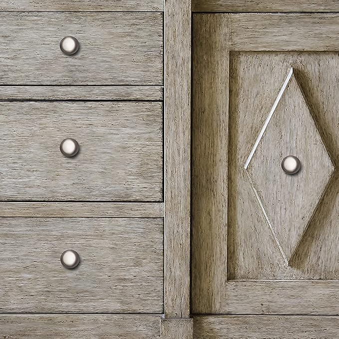 YAGU 10 Pack Round Brushed Nickel Cabinet Knobs Satin Silver Kitchen Drawer Pulls Zinc Alloy Hardware for Dresser Bathroom Cupboard Closet