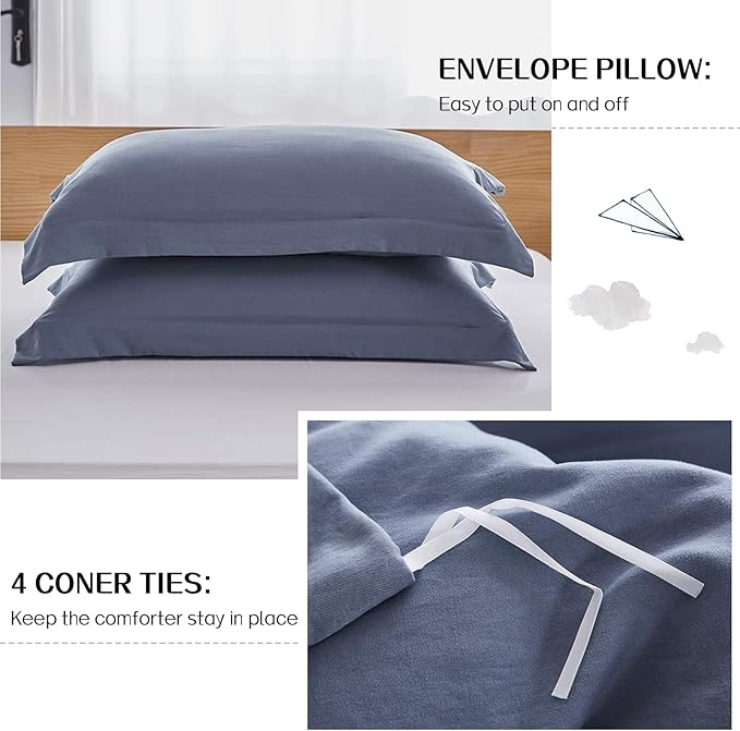Dreaming Wapiti Duvet Cover King,Washed Microfiber King Size Haze Blue Duvet Cover Set,Solid Color - Soft and Breathable with Zipper Closure & Corner Ties (Haze Blue, King)
