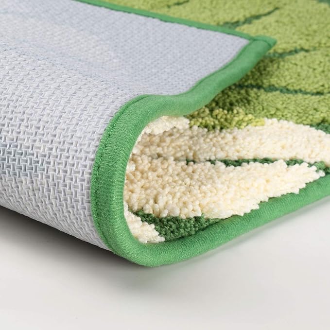 Hi Space Bathroom Rugs Mat 31.5x19.7IN Green Leaves Bath Mat for Bathroom Non Slip Machine Washable Soft Absorbent Cute Bath Rug Plush Bath Carpet for Tub Shower Sink Fluffy Entryway Doormat