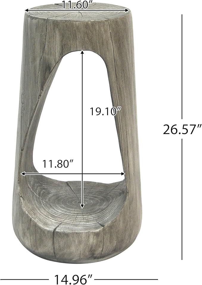 ø11.6'' Side Table End Table for Living Room, Modern Farmhouse Countryside Style, Magnesium Oxide & Lightweight Concrete Material for Indoor & Outdoor, No Assembly, Wood Grain, Gray