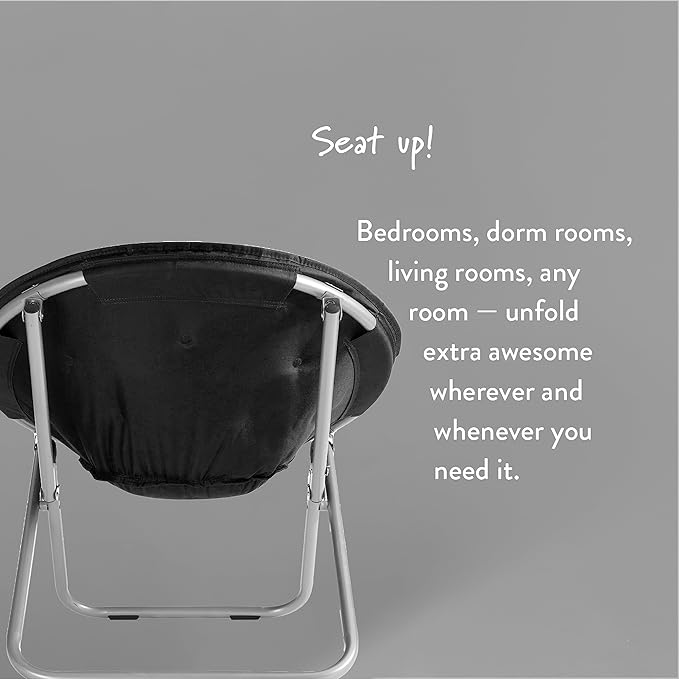 Urban Lifestyle Microsuede Foldable Saucer Chair, Black 27D x 32W x 29.5H in