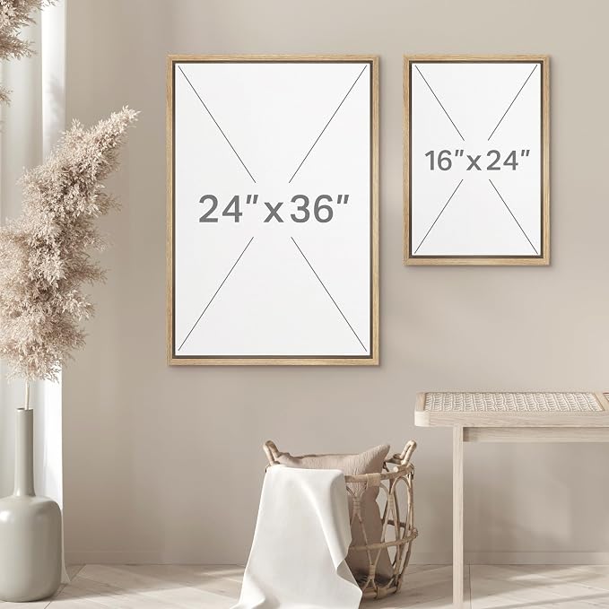 wall26 Framed Canvas Print Wall Art Set Golden Cherry Blossom Tree Elegant Floral Illustrations Fine Art Decorative Rustic for Living Room, Bedroom, Office - 16"x24"x3 Natural