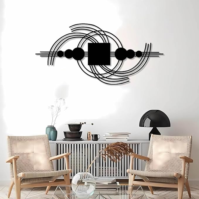 vinwipe Metal Geometric Wall Decor, Abstract Geometric Metal Wall Art, Modern Minimalist Wall Decor, Mid Century Art, Living Room Bathroom Wall Hanging (Gold, 24"x11"/60x29cm)