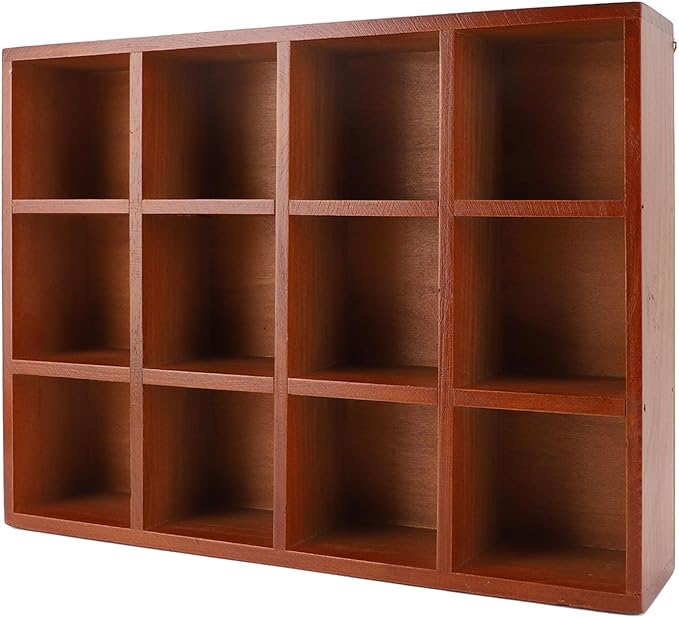 Wood Desktop Organizer, 12 Compartments Multifunctional Tabletop Storage, Desk Organizer with Glossy Edges, Ideal for Office, Home, School, Makeup & Cosmetics Supplies
