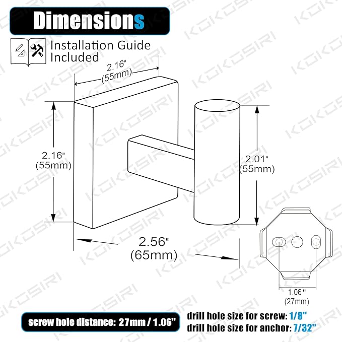 KOKOSIRI Robe Hook Bathroom Towel Coat Hooks Matte Black for Bath Kitchen Wall 2 Pack Stainless Steel B1013BK-P2