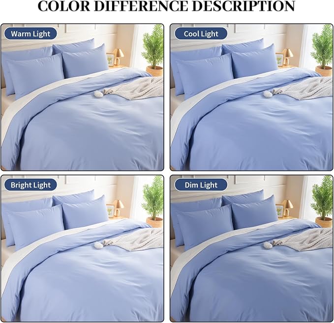 NEXHOME PRO Twin Duvet Cover Set, 100% Washed Cotton with Linen-Like Texture, Natural Organic, Breathable & Comfortable, Includes Home Bedding Set Baby Blue (No Comforter) 6890