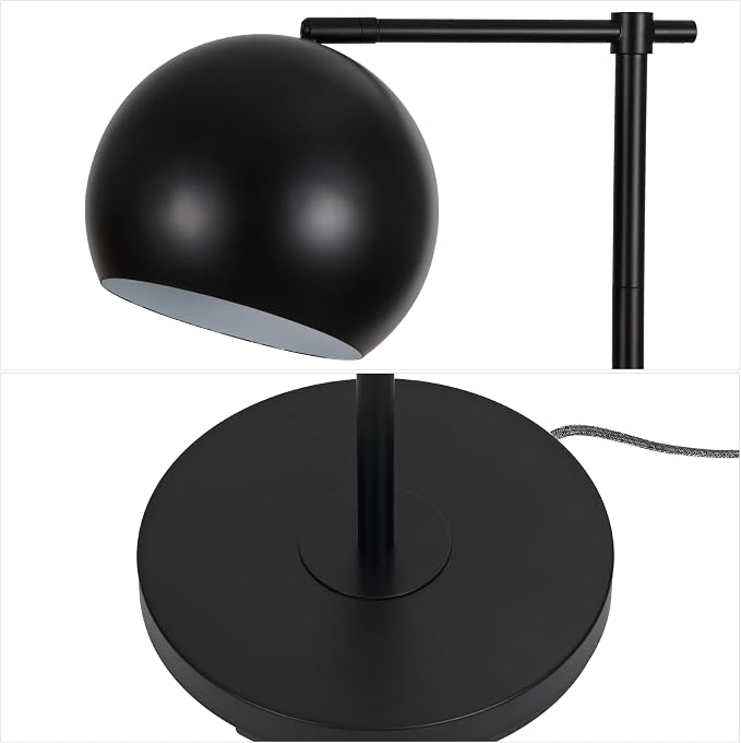 JONATHAN Y 58.5" Black Metal Cylinder Floor Lamp Modern Contemporary Minimalist Standing Lamp for Living Room Bedroom with Metal Dome Shade Foot Switch LED Bulb Included JYL3088B