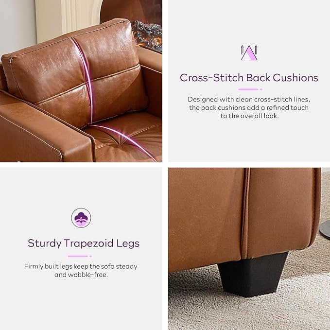 TYBOATLE Oversized Accent Chair with Ottoman, Wide Chaise Lounge Chair Indoor, Mid-Century Modern Armchair with Pockets, Leather Comfy Chairs for Bedroom, Living Room, Office