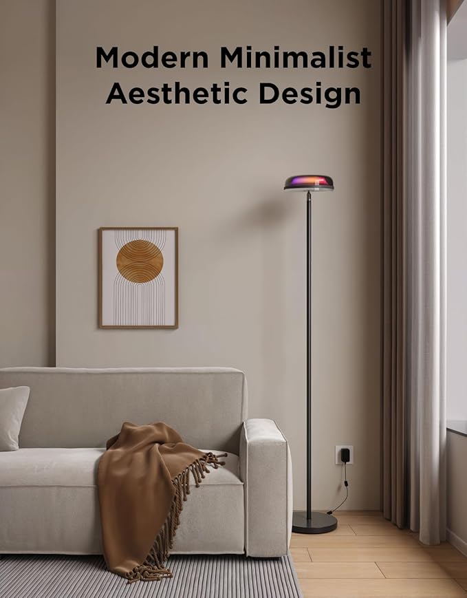 Govee Uplighter Floor Lamp for Living Room, RGBIC Ripple Projector, Floor Lamp for Bedroom, Compatible with SmartThings, Alexa, and Matter, LED Modern Corner Floor Light, Warm Cool White Standing Lamp