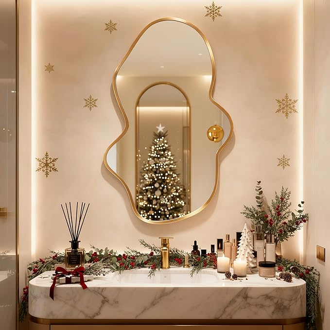 Decorative Cloud-Shaped Wall Mirror, Stylish Shatter-Proof HD Mirror for Bedroom, Entryway (24"x39", M, 1 Pack)