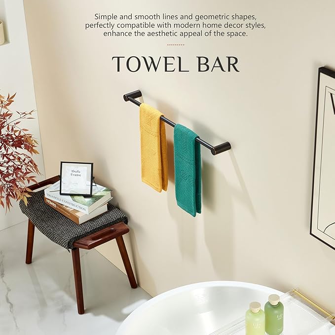 KOKOSIRI Bathroom Towel Rack Wall Mounted 24'' Bath Towel Bar Holder for Bathroom Hardware Accessories Oil Rubbed Bronze Stainless Steel, B4007ORB-L24