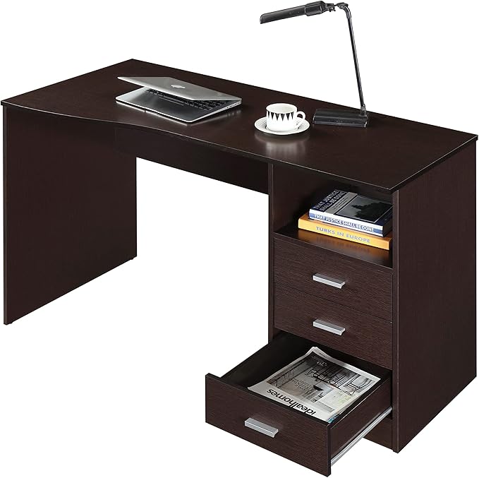 Techni Mobili 51" W Classic Computer Desk with Drawers, 3-Drawer Home Office Desk with Storage (Brown)