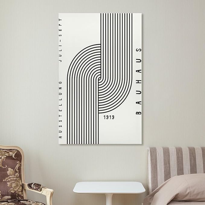 Bauhaus Poster,black And White Print,Abstract Art,Minimalist Canvas Wall Art Print Poster For Home School Office Decor Frame-style 20x30inch(50x75cm)
