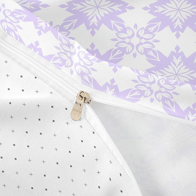 Purple Geometric Floral Duvet Cover Twin for Kids Boys Girls,Classical Damask Flower Comforter Cover,Retro Vintage Art Bedding Set,Mid Century Aesthetic Bed Set with 1 Pillowcase Bedroom Decor