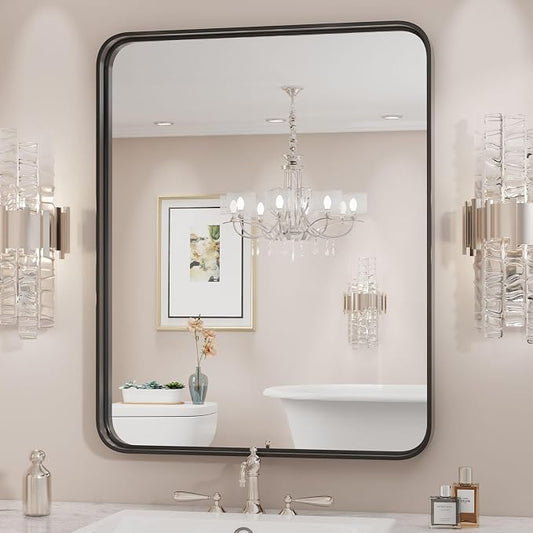 24"x 36" Black Bathroom Mirror for Sink, Rectangle Vanity Mirror for Wall, Over Sink, Farmhouse, Restroom, Anti-Rust, Modern Decorative, Horizontal or Vertical Hanging