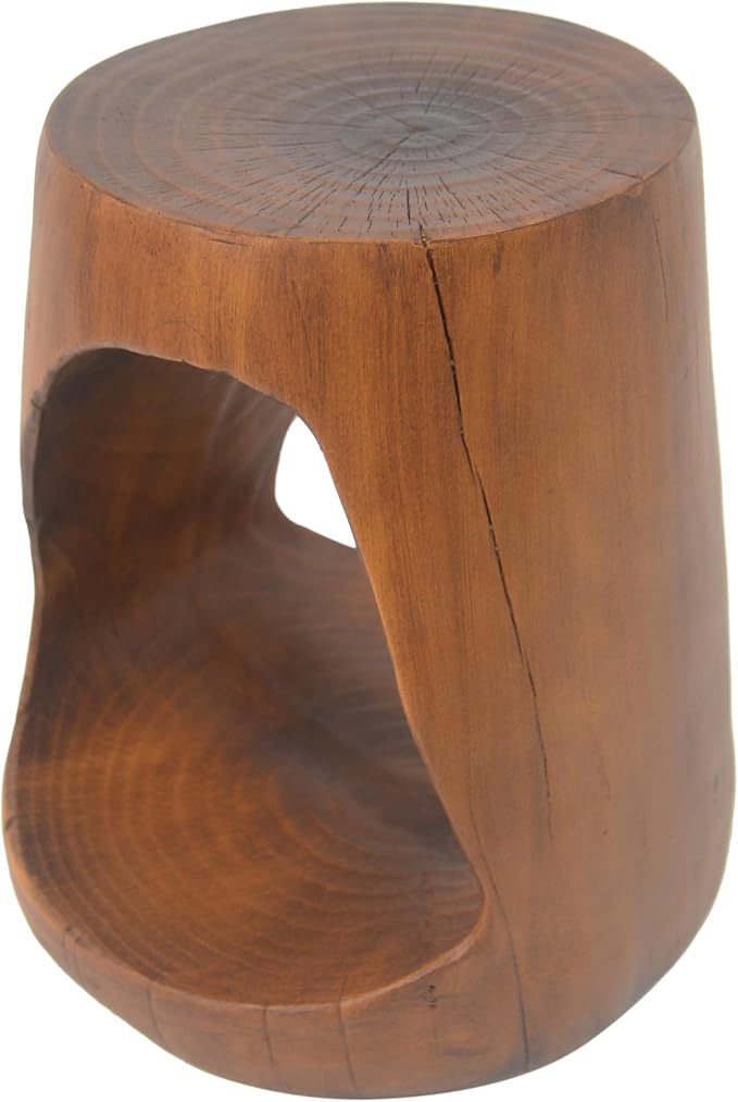 ø14.5'' Side Table End Table for Living Room, Modern Retro Farmhouse Countryside Style, Magnesium Oxide Material for Indoor & Outdoor, No Assembly, Wood Grain, Antique Brown