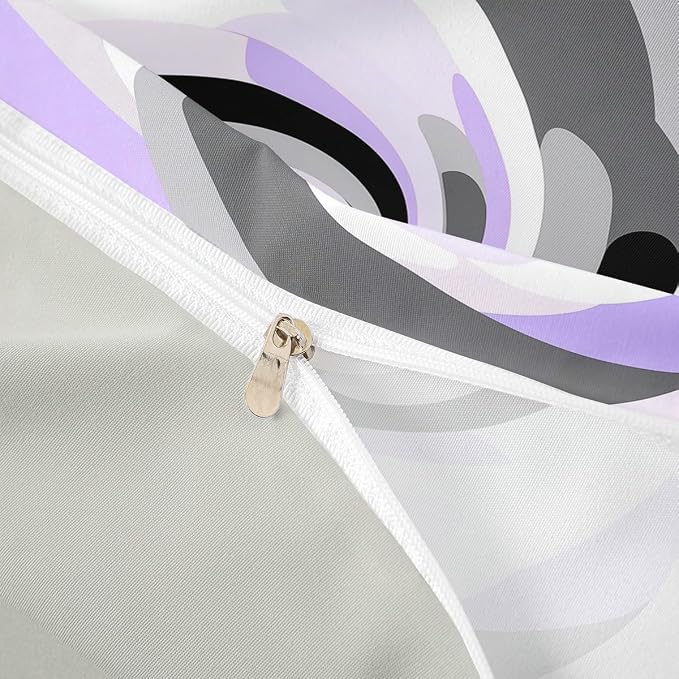Erosebridal Geometric Circles Comforter Cover King for Kids Teens Adults,Purple Grey Black White Duvet Cover,Abstract Art Bedding Set,Mid Century Minimalist Bed Set with 2 Pillowcases Bedroom Decor