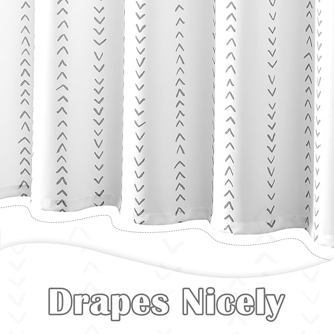 jinchan Grey and White Boho Shower Curtain Herringbone Zig Zag Waterproof Fabric Bohemian Modern Farmhouse Arrow Geometric Shower Curtains for Bathroom with 12 Hooks 70x72 Inches