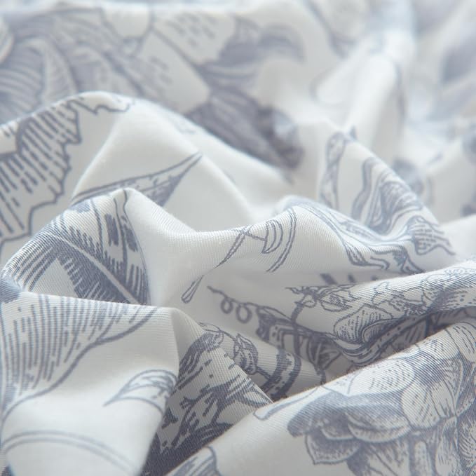 HoneiLife Queen Duvet Cover Set - 100% Cotton Comforter Cover Floral Duvet Cover Sets,Soft & Breathable Duvet Cover with Zipper Closure and Corner Ties,3pcs Wildflower Comforter Cover Sets-Herbs
