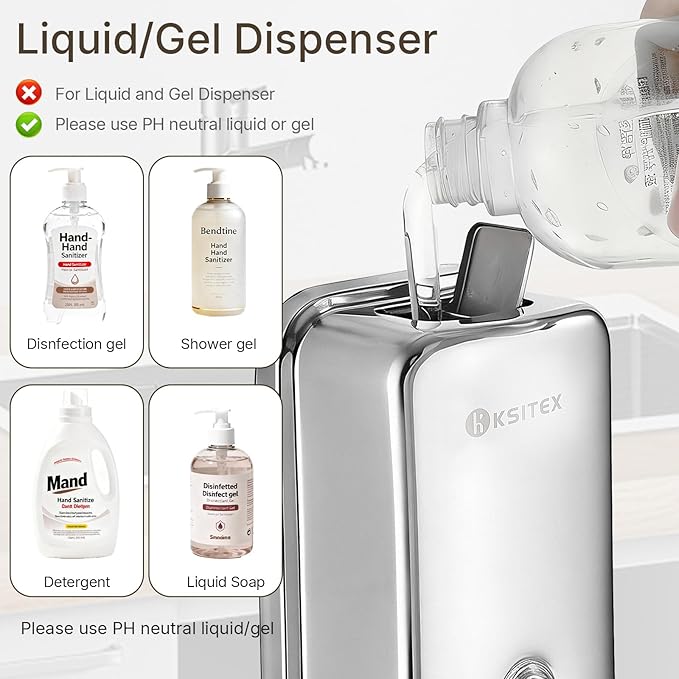 Stainless Steel Soap Dispenser Wall Mounted, 27oz Commercial Hand Soap Dsipenser, Manual Anti-Leak Pump Liquid Soap Dispenser, Rust-Proof Lining Hand Sanitizer Lotion Dispenser for Bathroom
