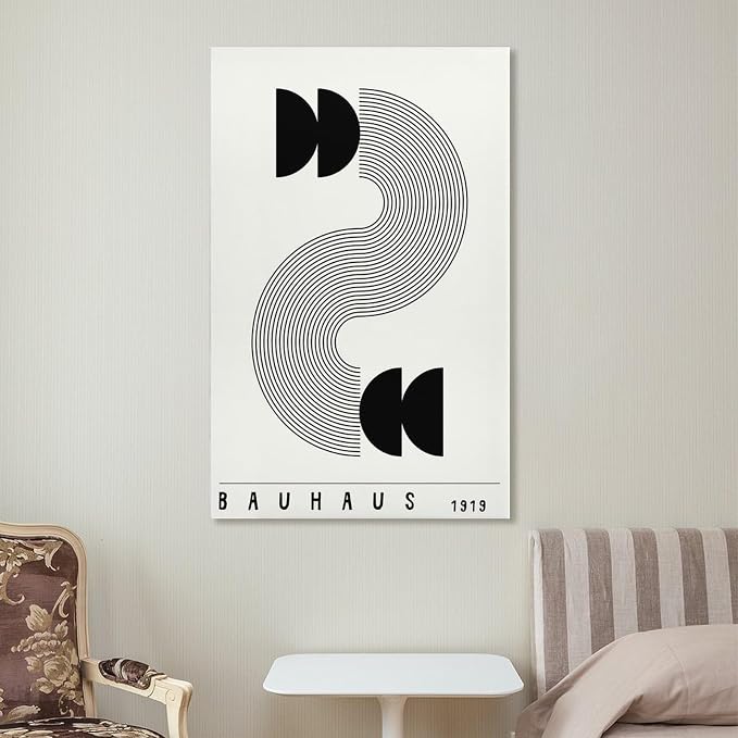 Bauhaus Poster,black And White Print,Abstract Art,Minimalist Canvas Wall Art Print Poster For Home School Office Decor Frame-style 20x30inch(50x75cm)
