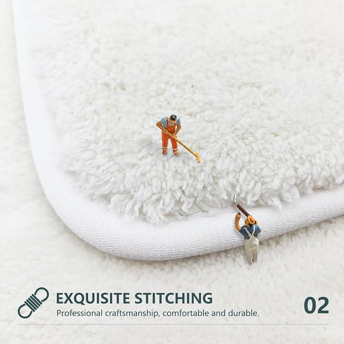 APROPHIC 17"X35" Boho Bath Rugs for Bathroom Decor Non-Slip Bath Mat Absorbent Plush Microfiber Soft Carpet Machine Washable Bath Mat for Living Room,Showers,Laundry Room,White