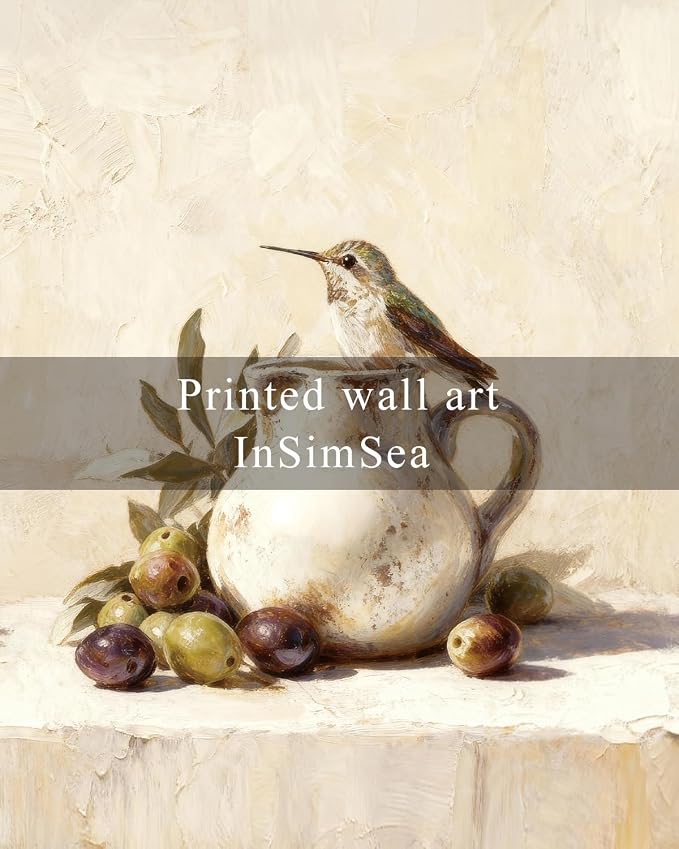 InSimSea Vintage Framed Wall Art Olives and bird Canvas Prints, Vintage Home Decor, Print Framed Painting Picture,For Living Room, Study, And Dining Room Wall Decor 10L x 8W