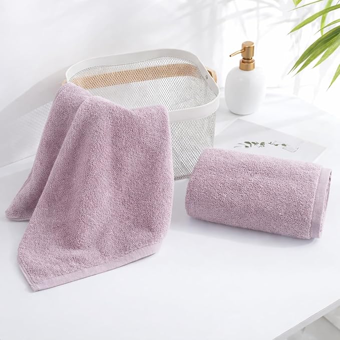 SEMAXE Purple Hand Towels for Bathroom, 100% Cotton Towels with Hanging Loops, Soft and Highly Absorbent, 4 Pack Hand Towel Set for Gym, Shower, Hotel, Spa and Kitchen