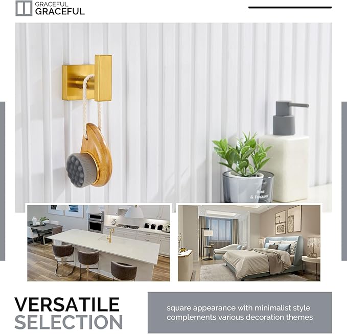 Angle Simple Towel Hook for Bathroom, SUS304 Stainless Steel Robe Coat Hook for Wall, Hand Towel Holder, Brushed Dark Gold