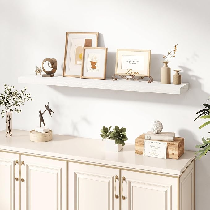 Dreamland 48 Inches Floating Shelves for Wall, 8" Deep Long Floating Shelves Set of 1, Large Display & Storage Shelf, Wall Shelf for Bathroom Bedroom Living Room Kitchen Office, White