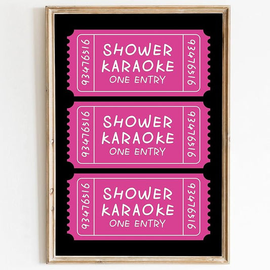Vintage Ticket Canvas Wall Art Pink Aesthetic Paintings Funny Shower Pictures Preppy Aesthetic Posters Retro Trendy Wall Art Pink Preppy Painting Modern Trendy Girls Posters 16x24inch Frameless
