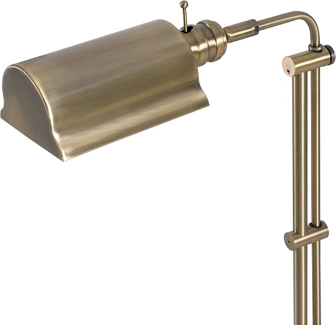 Kenroy Home Denton Floor Lamp with Antique Brass Finish, Classic Style, 50" Height, 10.125" Width, 19.5" Depth