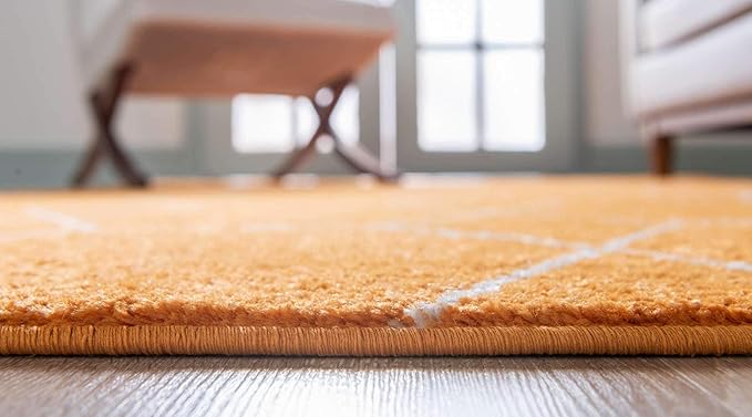 Unique Loom Trellis Frieze Collection Area Rug - Geometric (10' x 14' 1", Orange/ Ivory)