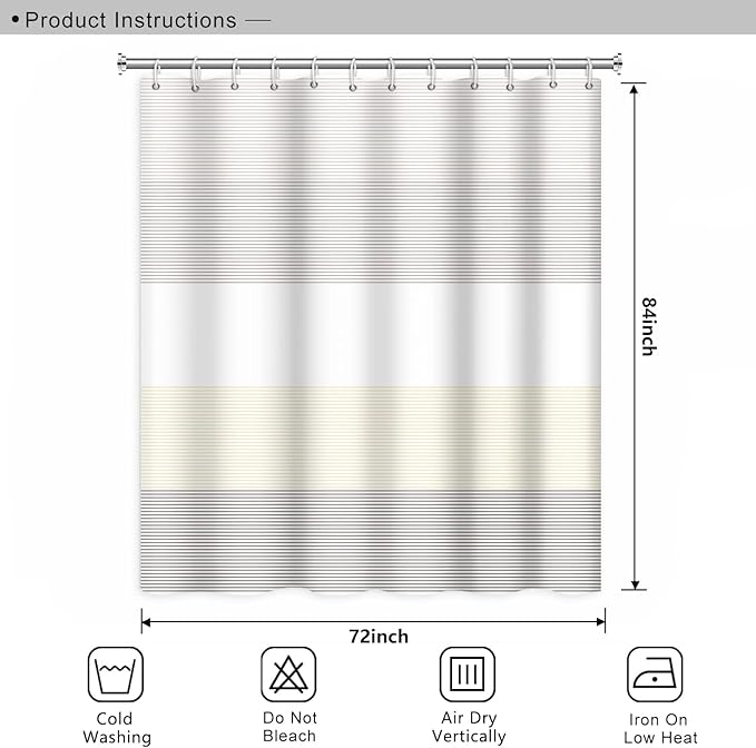 Abstract Stripes Shower Curtain for Bathroom Brown and Yellow Lines Geometric Pattern Bath Curtain Waterproof Polyester Fabric Shower Curtains with Hooks Modern Home Decorative, 72x84 Inch