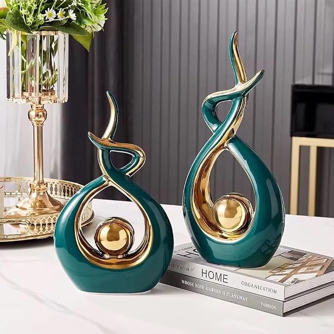 ELEGANTZ Abstract Art Ceramic Statues – Modern Shelf Decorations – Centerpiece Luxury Table Decorations for Living Room, Coffee Table, Office – Elegant Home - Ornaments for Home Decor - 1 Pc