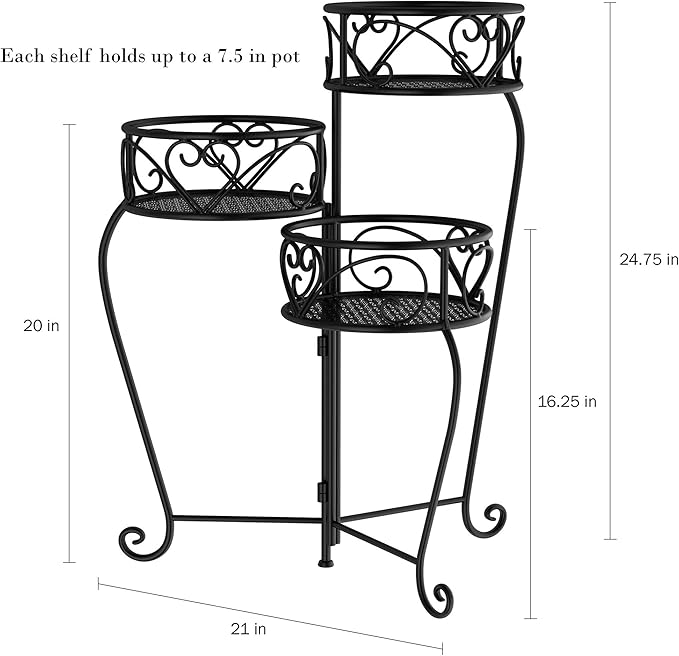 Pure Garden Tricycle Plant Stand 2-Tiered Indoor or Outdoor Decorative Vintage-Look Metal Display for Patio, Deck, Home or Lawn (Black)