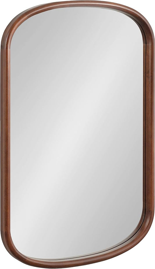 Kate and Laurel Talma Arched Oval Wall Mirror, 24 x 36, Dark Walnut, Transitional Capsule Mirror with Solid Poplar Wood Frame and Rounded Frame Profile