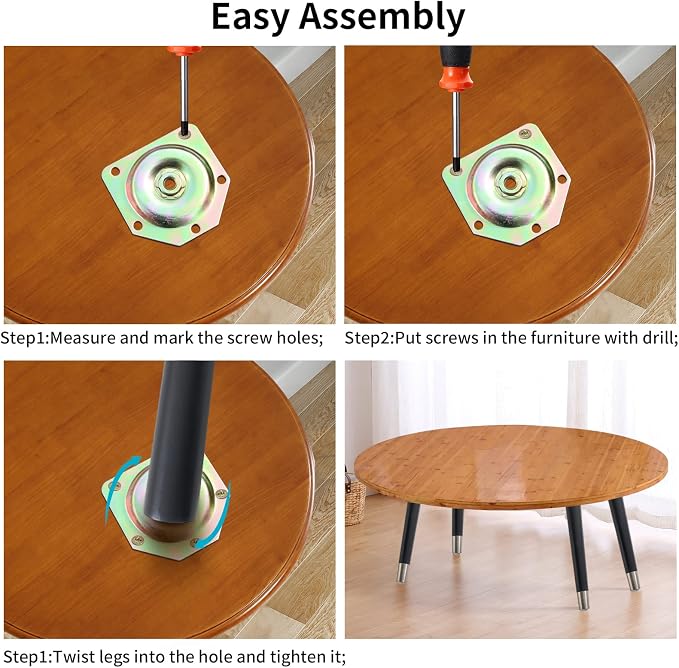 TEMI 16" Wood Table Legs – Premium Set of 4 Wooden Furniture Legs for Desk, Coffee Table, Bench, Chair, Dresser, Bed, and Cabinet – Strong, Durable and Easy to Install