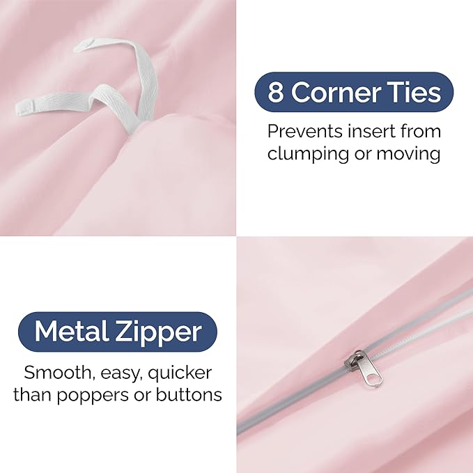 Duvet Cover Cal King Size - Extra Soft Cal King Size Duvet Cover - Lightweight & Breathable & Fade Free with Zipper Closures and Ties - 104" x 98" Inches - (Lavender Pink) Comforter Not Included
